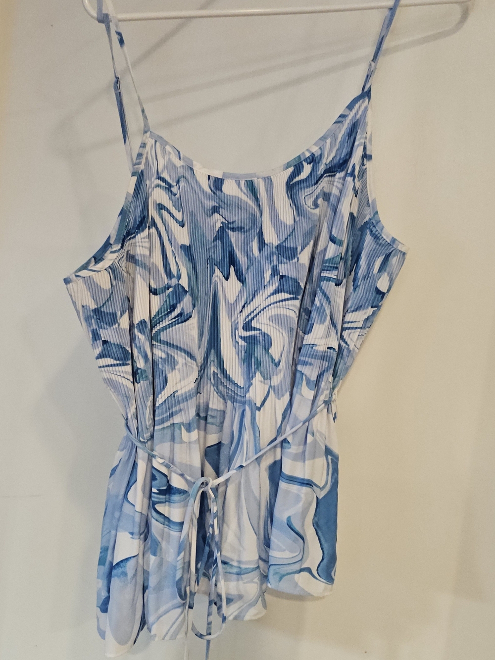 Nine West Blue & White Printed Strap Top